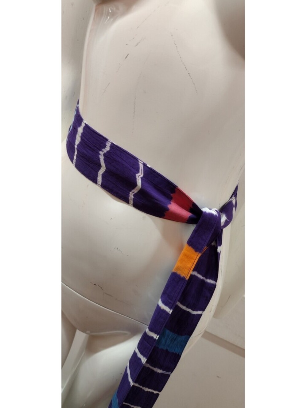 1970s Purple Sash Belt L Psychedelic Tie Dyed Cotton Head band ORIGINAL HIPPIE - Picture 3 of 13